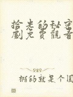 拾光的秘密电视剧免费观看全集