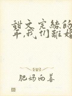 甜文完结的第五年,我们离婚了免费封面