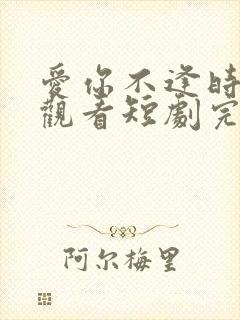 爱你不逢时免费观看短剧完整版