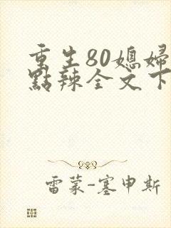 重生80媳妇有点辣全文下载