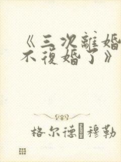《三次离婚这次不复婚了》封面