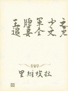王牌军少之特战追妻全文免费txt