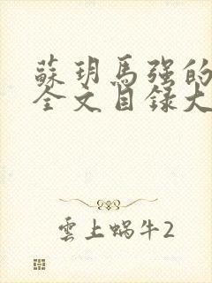 苏玥马强的小说全文目录大全封面