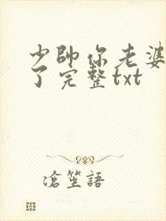 少帅你老婆又跑了完整txt