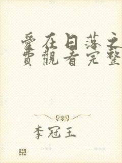 爱在日落之前免费观看完整版封面
