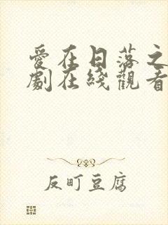 爱在日落之前网剧在线观看
