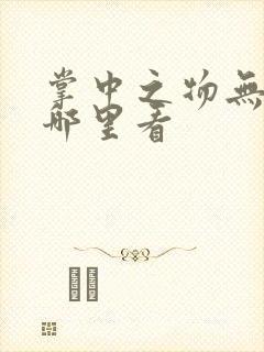 掌中之物无删减哪里看封面