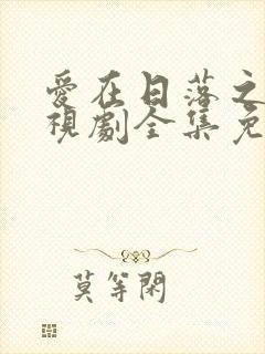 爱在日落之前电视剧全集免费观看