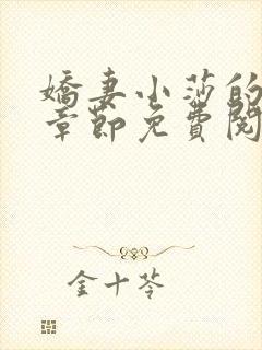 娇妻小莎的最新章节免费阅读全文小