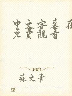 中文字幕 在线免费观看封面