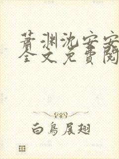 萧渊沈安安小说全文免费阅读