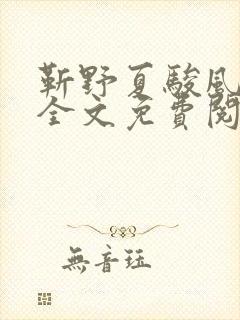靳野夏骏风小说全文免费阅读正版