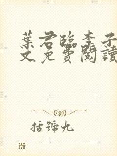 叶君临李子染全文免费阅读大结局封面