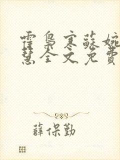 霍枭寒苏婉苏晓慧全文免费看