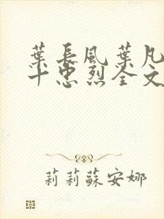 叶长风叶凡一门十忠烈全文阅读封面