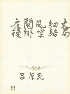 夜阑风细大结局后绯云结局封面