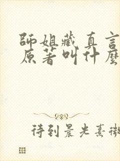 师姐藏真言小说原著叫什么名字啊