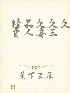 精品久久久久免费人妻三