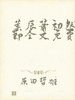 叶辰萧初然新章节全文免费阅读
