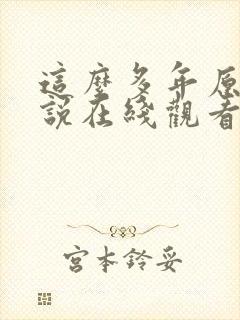 这么多年原著小说在线观看