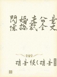 闪婚老公竟是千亿总裁全文版