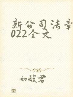 新公司法章程2022全文封面