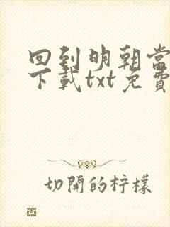 回到明朝当王爷下载txt免费下载封面