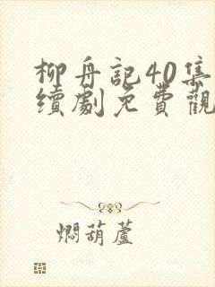 柳舟记40集连续剧免费观看封面
