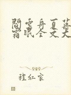 阎云舟夏苒苒沈霜眠全文大结局
