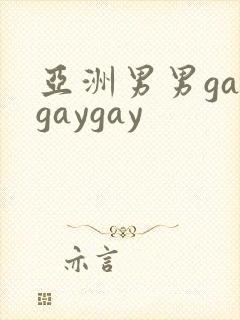 亚洲男男gaygaygay封面