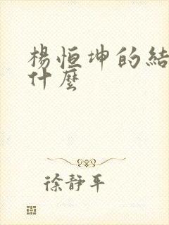 杨恒坤的结局是什么