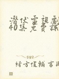 潜伏电视剧全集40集免费谍战封面