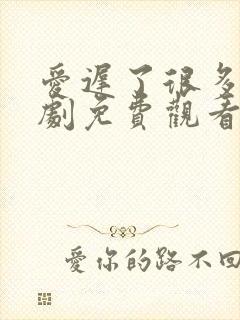 爱迟了很多年短剧免费观看全集封面