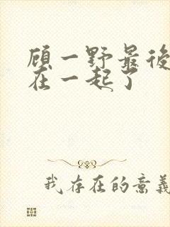 顾一野最后和谁在一起了封面