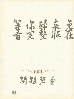 等你归来免费观看完整版在线全集封面