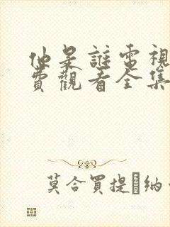 他是谁电视剧免费观看全集高清