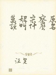 万妮宋察原著小说叫什么名字