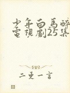 少年白马醉春风电视剧25集免费观看