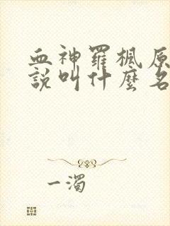 血神罗枫原著小说叫什么名字