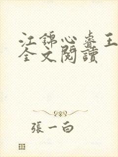 江锦心睿王小说全文阅读封面