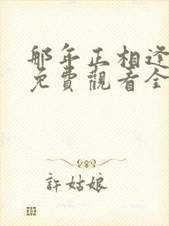 那年正相逢短剧免费观看全集