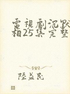 电视剧沉默的真相25集完整版免费