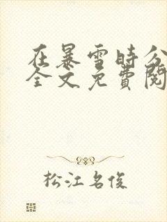 在暴雪时分小说全文免费阅读无删减