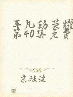 平凡的荣耀真人第40集免费观看