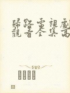 归路电视剧免费观看全集高清完整版封面