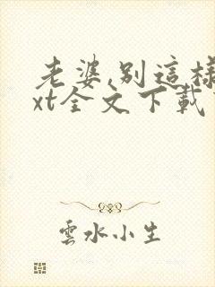 老婆,别这样txt全文下载下载