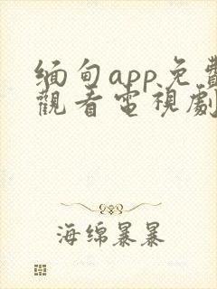 缅甸app免费观看电视剧推荐