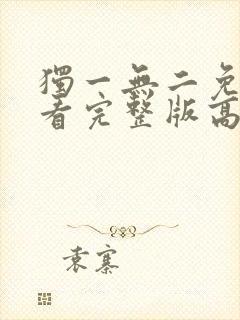 独一无二免费观看完整版高清电影