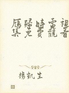 雁归时电视剧全集免费观看完整版