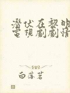 潜伏在黎明之前电视剧剧情